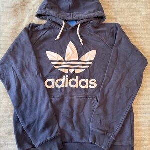 Adidas Men's Navy Hoodie with White Logo